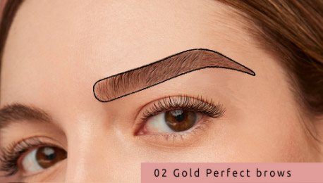 Sjabloon voorbeeld 02 Gold Perfect Brows, Easy Brows Eyebrow sticker.