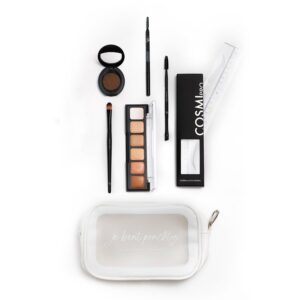 Complete Brow & Conceal Kit Uitgelicht met Easy Brows stickers, wenkbrauwpotlood, wenkbrauwpoeder, primer, concealer pallette en toebehoren make-up penselen.