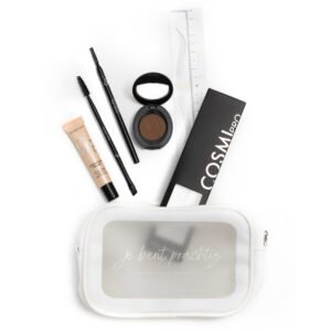 Essential Brow Kit Strijd Tegen Wenkbrauwenverlies wi je met deze kit Uitgelicht met Easy Brows stickers, wenkbrauwpotlood, wenkbrauwpoeder, primer en toebehoren make-up penselen.