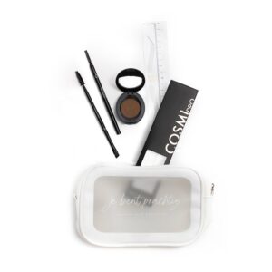 Essential Brow Kit Strijd Tegen Wenkbrauwenverlies wi je met deze kit Uitgelicht met Easy Brows stickers, wenkbrauwpotlood, wenkbrauwpoeder, primer en toebehoren make-up penselen.