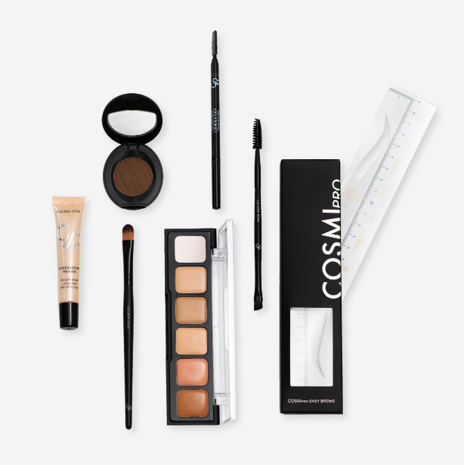 inhoud en product details van de Easy Brow Compete brow en conceal kit.